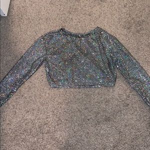 Mesh glittery top